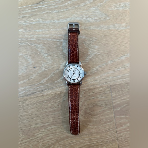 Swiss Legend Leather Watch Brown Mens Wristwatch Watch Round Swiss Quartz Silver - Picture 2 of 5